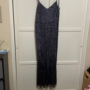 Adrianna Papell Navy Sequin Gown